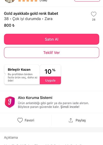 Gold kısa topuklu babet - Görsel 5