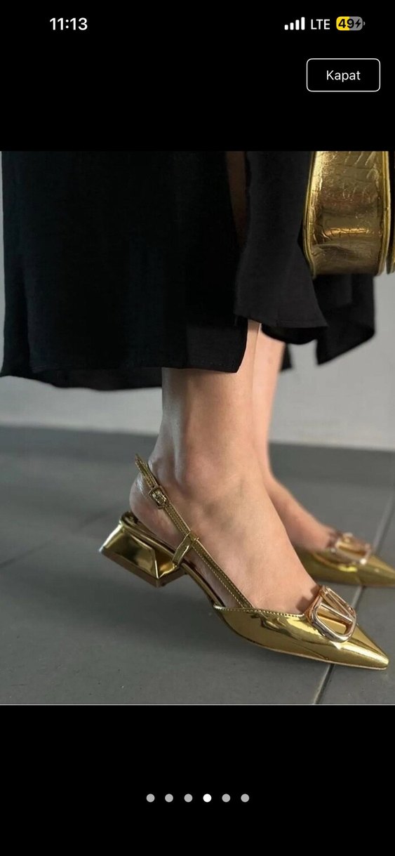 Gold kısa topuklu babet - Görsel 4