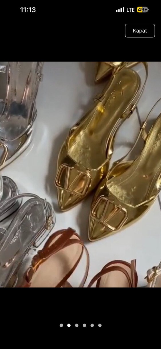 Gold kısa topuklu babet - Görsel 2