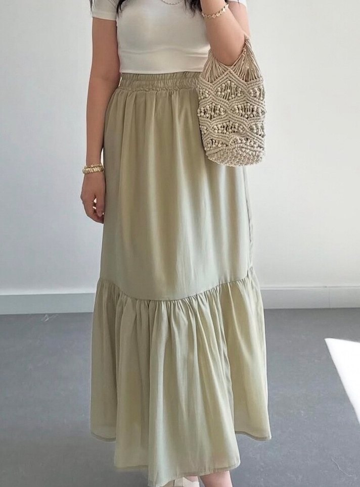 Modal kumaş tensel Çağla yeşili etek - Görsel 4