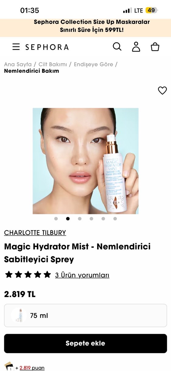 Charlotte's Magic Hydrator Mist - Makyaj spreyi - Görsel 2