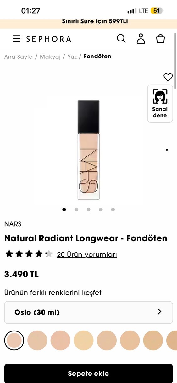 Nars Natural Radiant Longwear - Fondöten - Oslo - Görsel 2