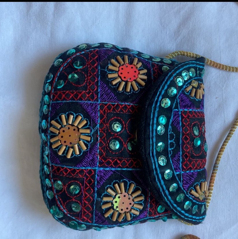 Renkli İşlemeli Boncuklu Bohem Kadın Çapraz Çanta - Görsel 2