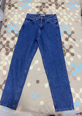 Düğmeli Mavi Kadın Denim Jean