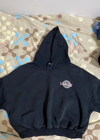 Siyah Kapüşonlu Oversize Sweatshirt