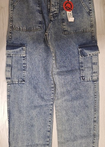 34 Beden Gevşek Kesim Mavi Denim Kadın Pantolon