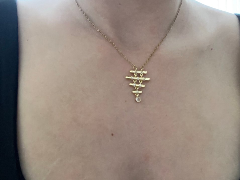 Altın Renk Zincir Detaylı Midi Kolye - Görsel 2