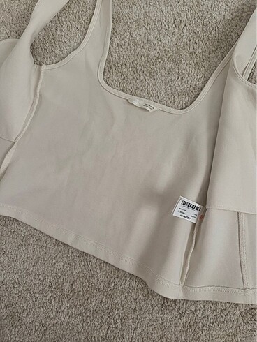 m Beden Zara Fermuarlı Interlock Top