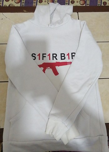 Beyaz Kapüşonlu Baskılı Kadın Sweatshirt - Görsel 2