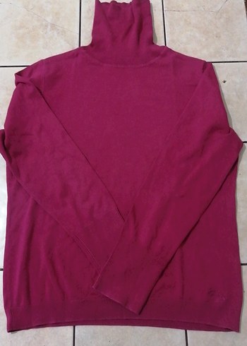 Bordo Kadın Boğazlı Uzun Kollu Basic Kazak - Görsel 2