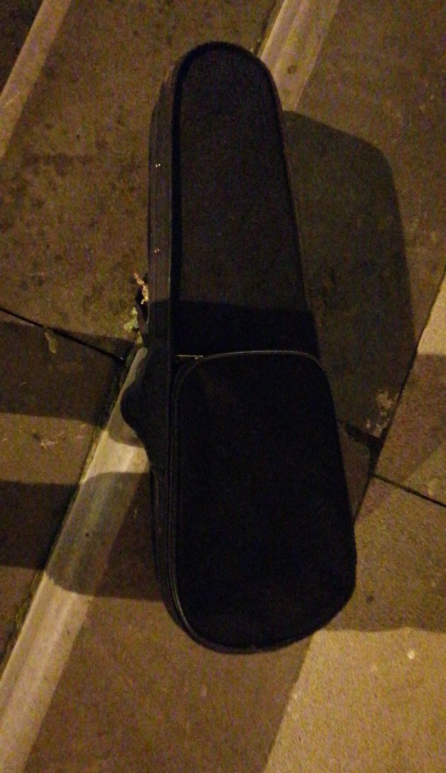 Keman kutusu çantası Erkek Siyah Fermuarlı Rock Punk Bavul - Görsel 2