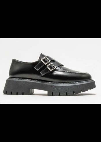 39 Beden Tokalı Siyah Platform Topuklu Goth Kadın Loafer