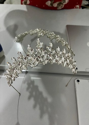 Işıltılı Beyaz Düğün Tacı - Görsel 2