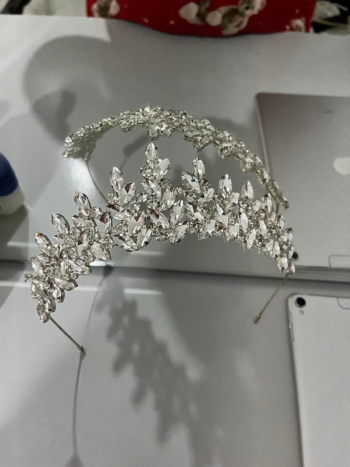 Işıltılı Beyaz Düğün Tacı - Görsel 2
