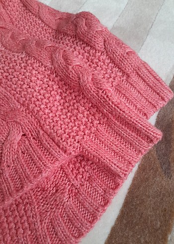 Kız Çocuk Pembe Bohem Örgü Panço - Görsel 5