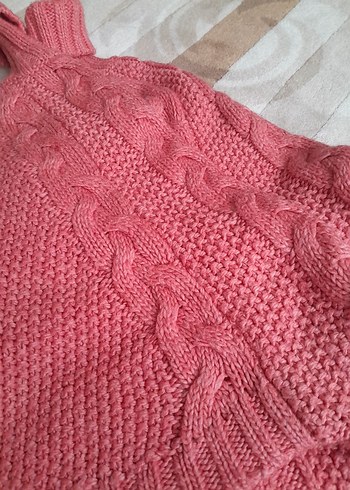 Kız Çocuk Pembe Bohem Örgü Panço - Görsel 6