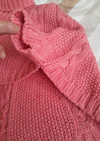 Kız Çocuk Pembe Bohem Örgü Panço - Görsel 3