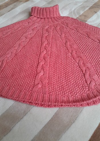 Kız Çocuk Pembe Bohem Örgü Panço - Görsel 2