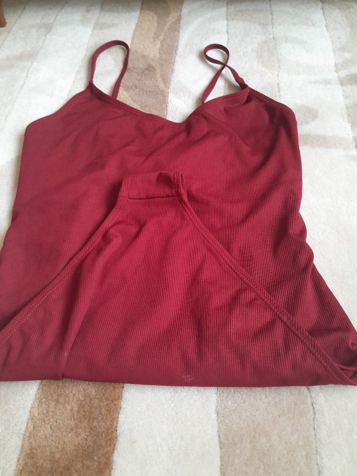 Bordo İnce Askılı Kadın Mayo - Görsel 2