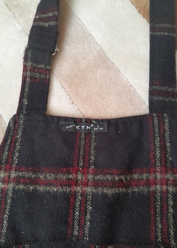 Kareli, Askılı, Bol Kesim Kadın - Görsel 5