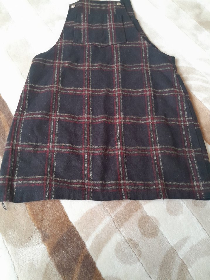 Kareli, Askılı, Bol Kesim Kadın - Görsel 3