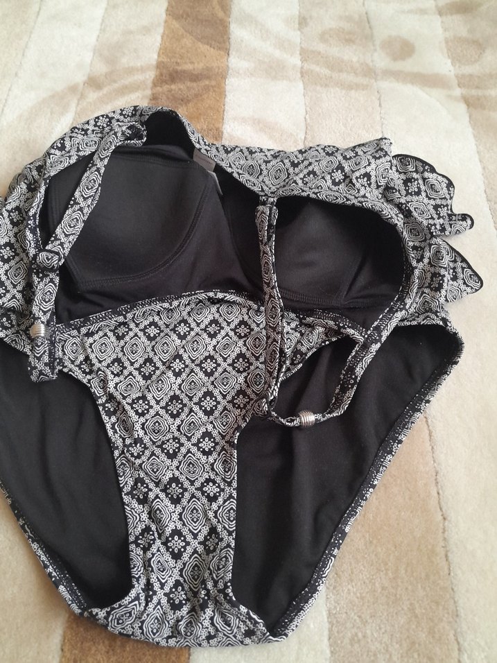 Gri Desenli Fırfırlı Askılı Kadın Mayo - Görsel 5