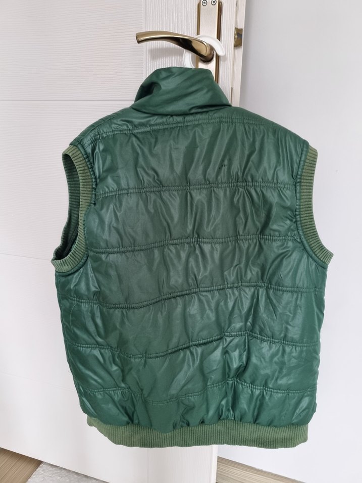 Erkek  Parlak Yeşil Fermuarlı Yelek - Görsel 3