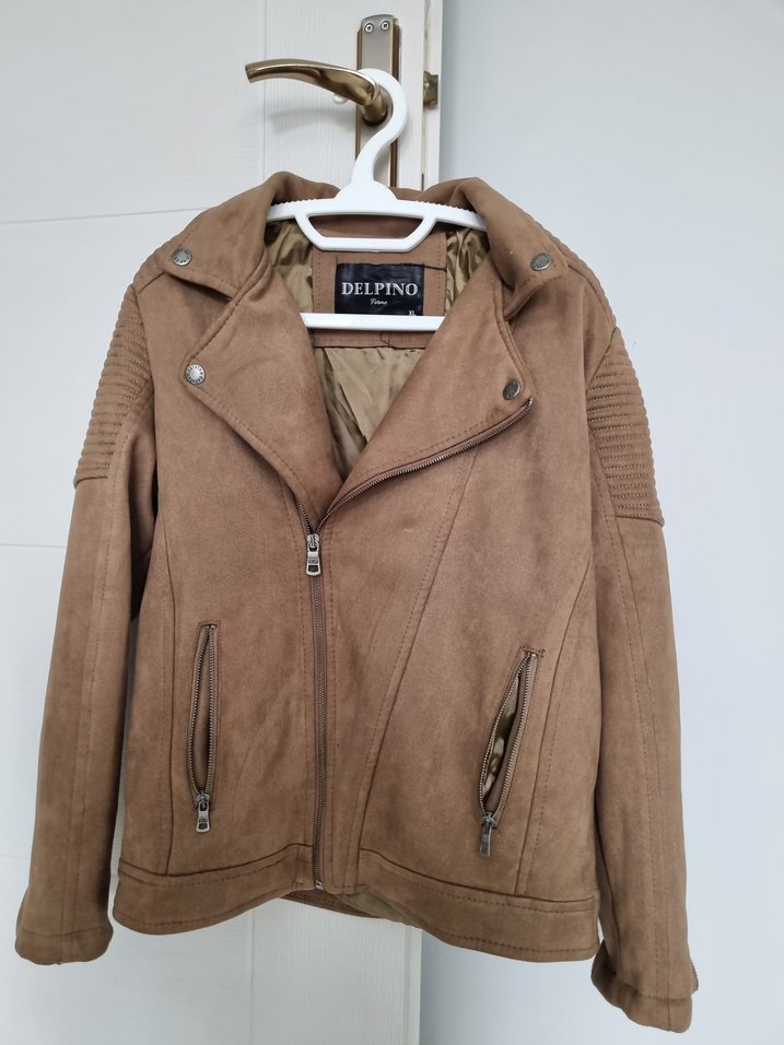 erkek Kahverengi Süet Biker Ceket - Görsel 3