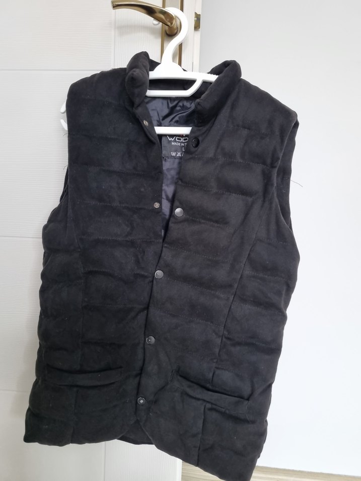 Düğmeli Siyah Süet erkek Yelek - Görsel 3