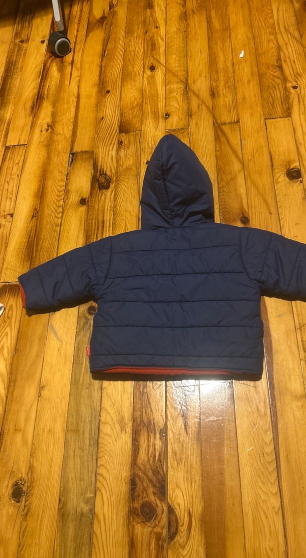 Erkek Çocuk Mavi Düğmeli Mont - Görsel 3