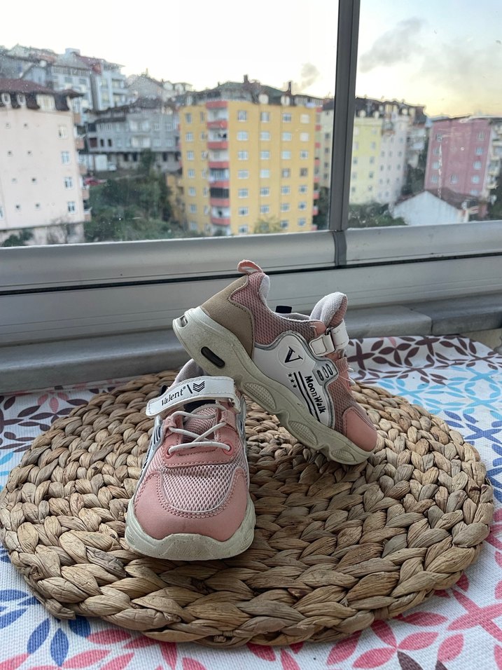 Kız Çocuk Pudra Renkli Velcro Spor Ayakkabı - Görsel 2