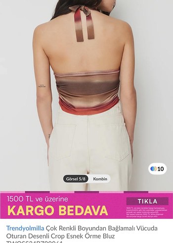 Trendyol & Milla Trendyolmilla Çok Renkli Bağlamalı Crop Bluz