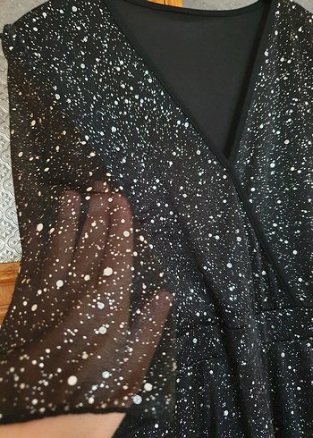 Siyah Simli V Yaka Uzun Abiye Elbise - Görsel 4