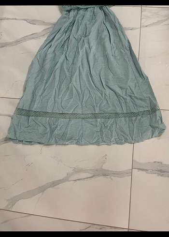 xl Beden turkuaz Renk Mint yeşili Bohem keten Elbise