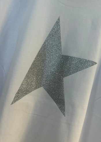 Beyaz STAR baskılı kısa kollu tişört - Görsel 5