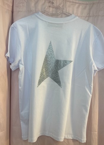 Beyaz STAR baskılı kısa kollu tişört - Görsel 4