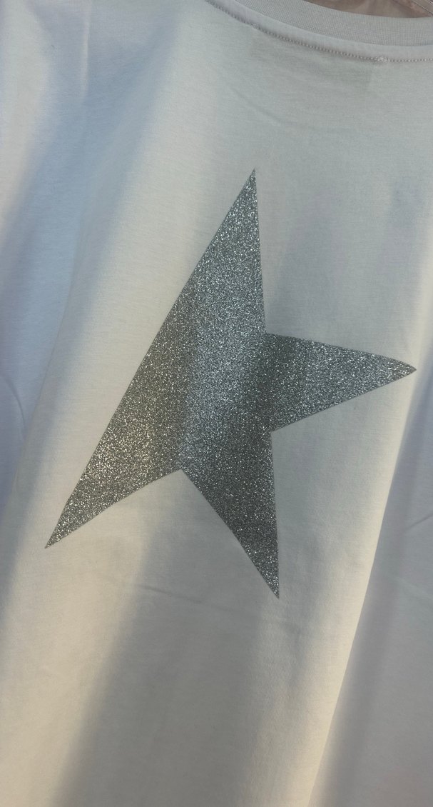 Beyaz STAR baskılı kısa kollu tişört - Görsel 5