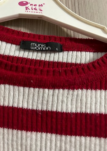 Kırmızı Beyaz Çizgili Triko crop Kazak - Görsel 3