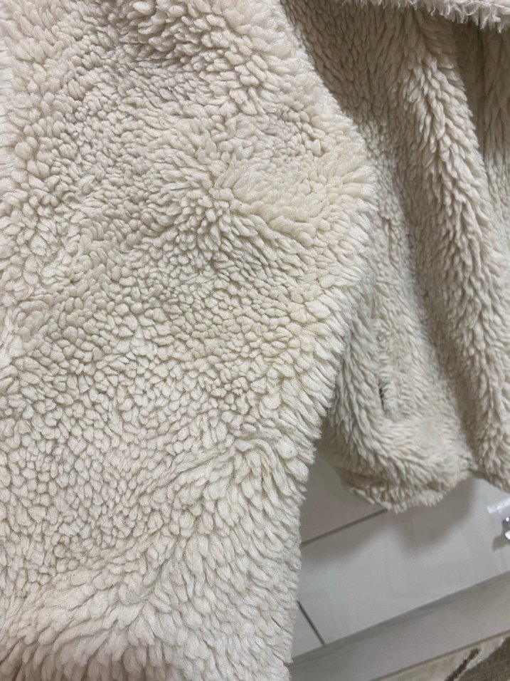 Bej Peluş Kadın Ceket Midi Boy - Görsel 4