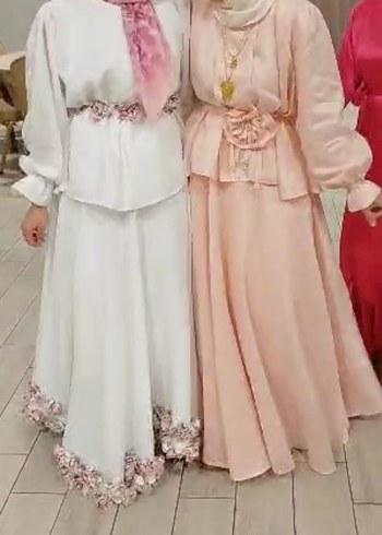 Beyaz Çiçekli bride nişan abiye