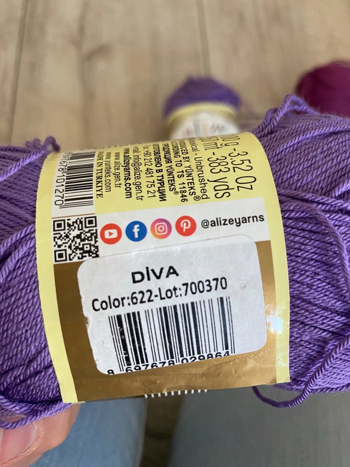 Alize Diva İpek Dokulu Mor İplik - Görsel 2