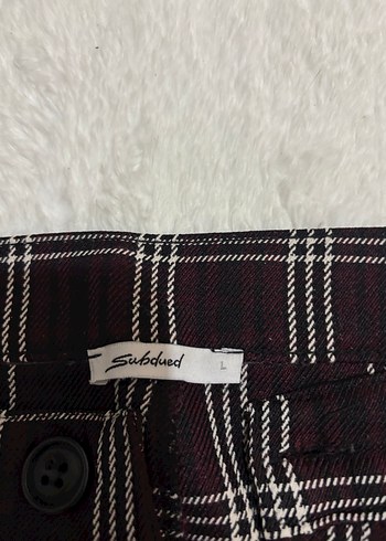 Diğer Bordo Ekose Kadın Kumaş Pantolon