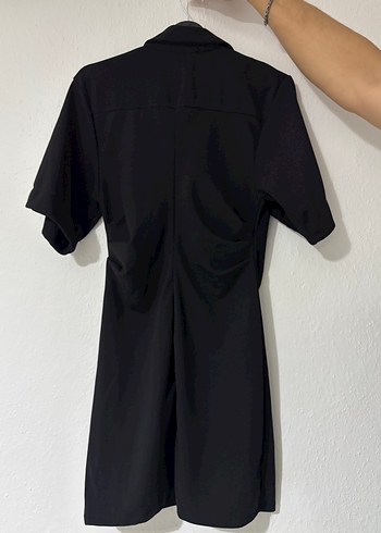 Diğer Düğmeli Siyah Midi Elbise