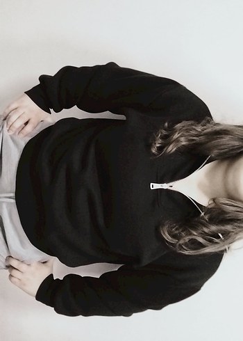 Kadın Siyah Yüksek Yakalı sweat - Görsel 4