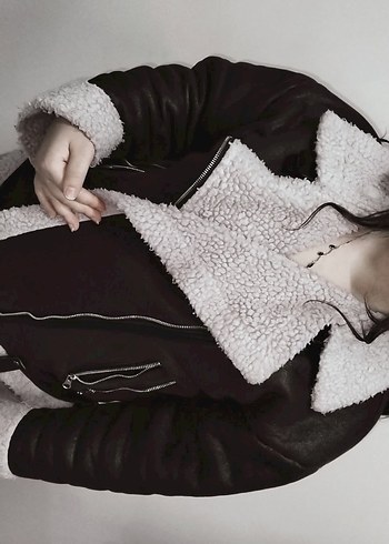 Acı Kahve Kürklü Kadın Goth Ceket - Görsel 2