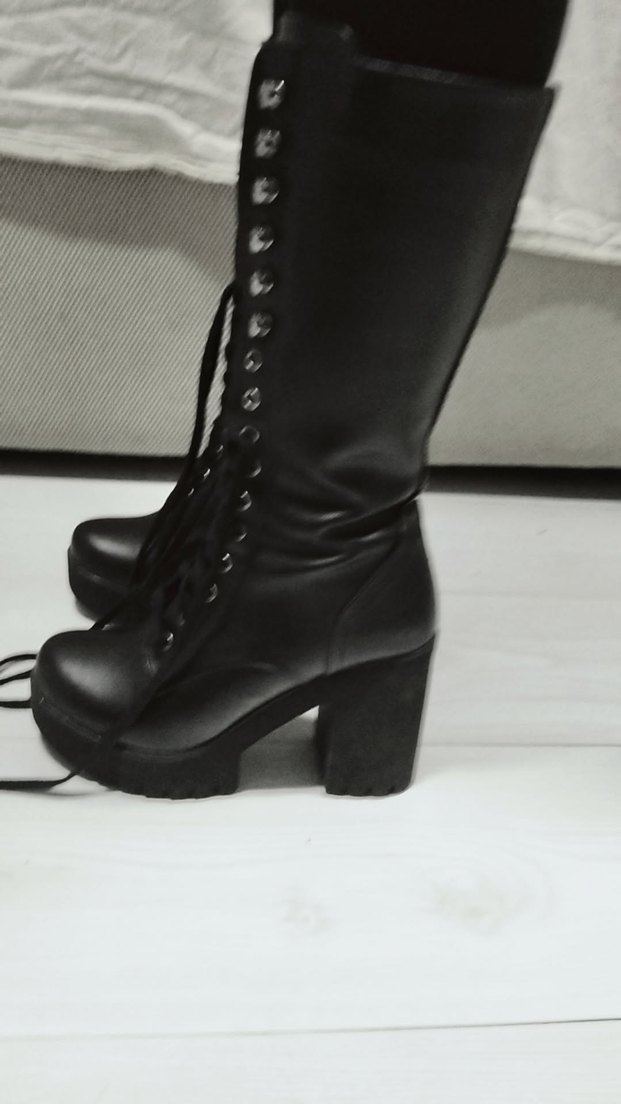 Siyah Deri Gotik Stiletto Topuklu Bot - Görsel 2