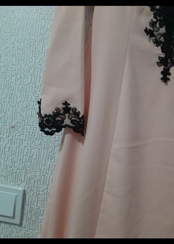 Diğer Dantel Detaylı Pembe Uzun Abiye Elbise