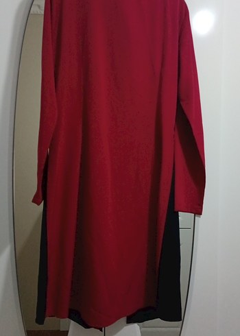 xl Beden Bordo Düğmeli Uzun Kadın Elbise