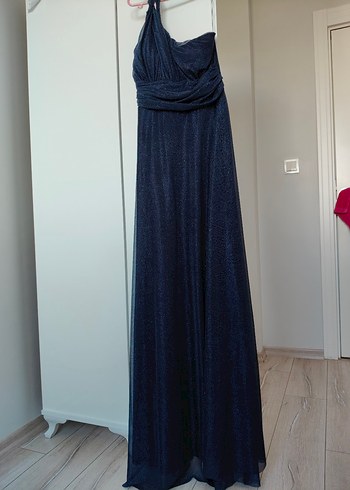 Lacivert simli şık elbise - Görsel 4