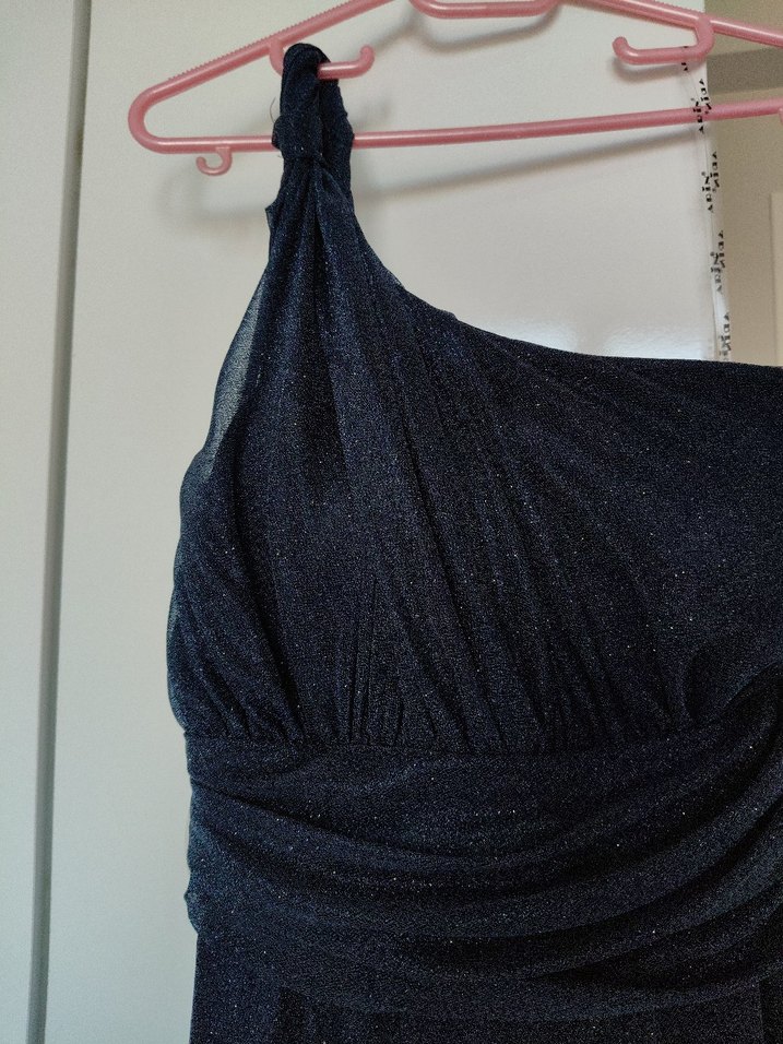 Lacivert simli şık elbise - Görsel 2